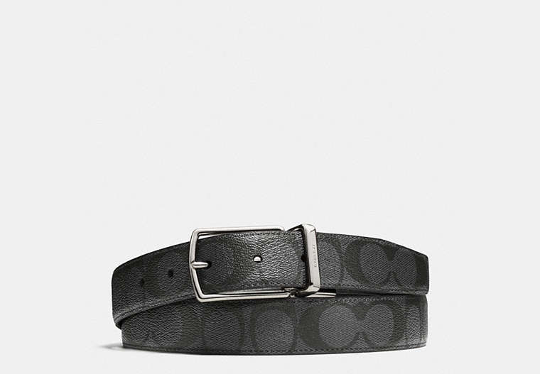 Coach Harness Buckle Cut To Size Reversible Belt 30 Mm Black - Front View | Authentic Coach Luxury Accessories