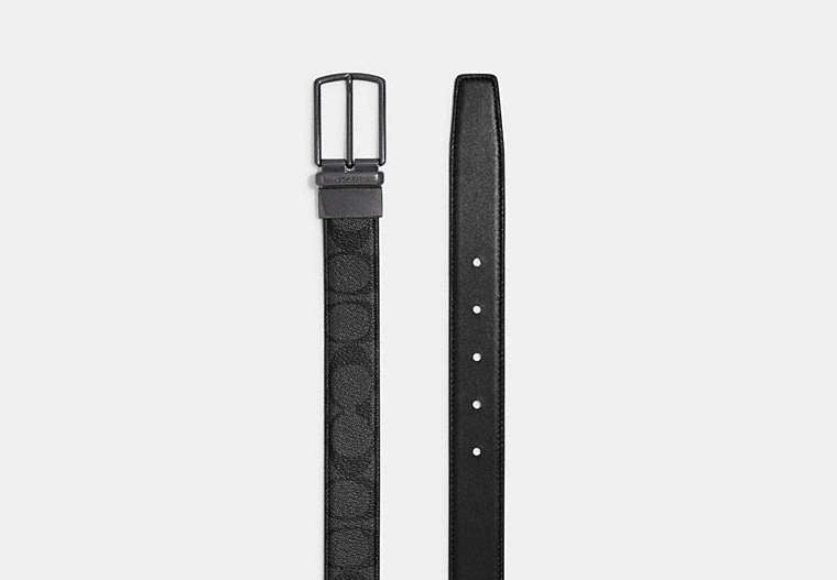 Coach Harness Buckle Cut To Size Reversible Belt 30 Mm Black - Front View | Authentic Coach Luxury Accessories