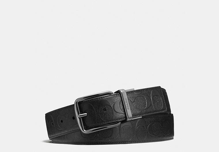 Coach Harness Buckle Cut To Size Reversible Belt 38 Mm Black - Front View | Authentic Coach Luxury Accessories