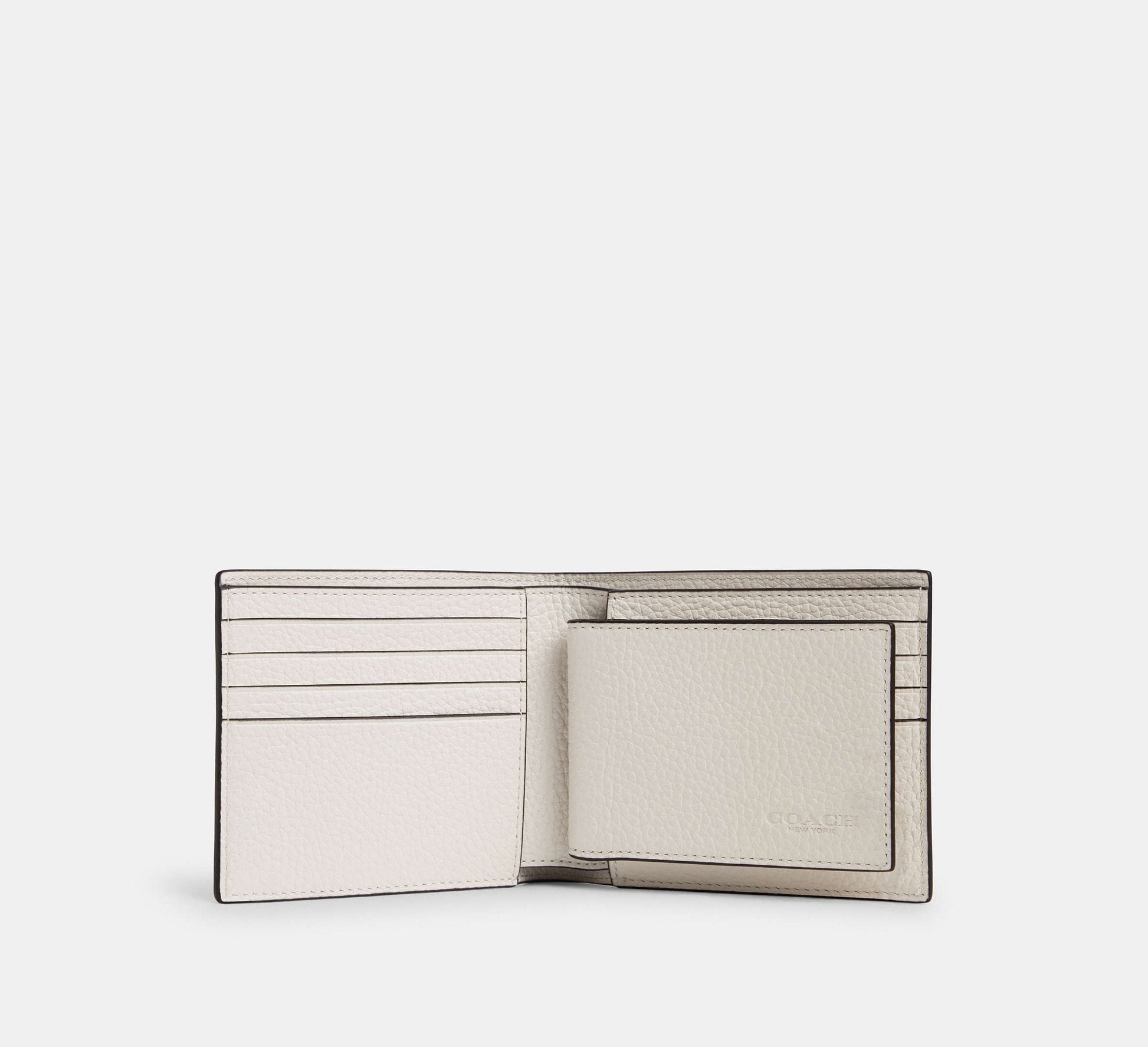 Coach 3-In-1 Pebbled Leather Wallet in Gunmetal/Chalk - Back View