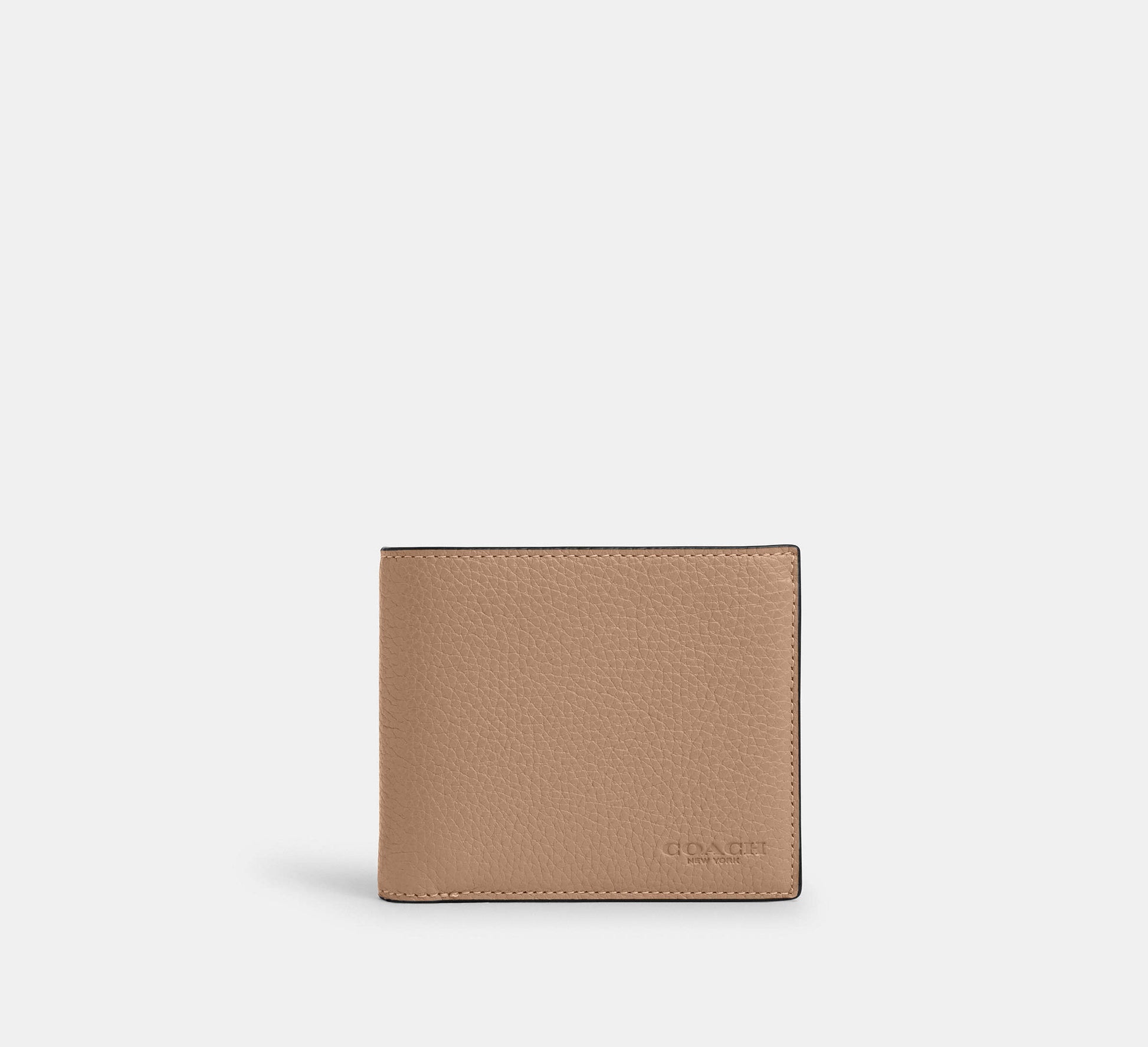 Coach 3 In 1 Wallet Pebbled Leather Taupe in beige - Front View | Authentic Coach Luxury Accessories