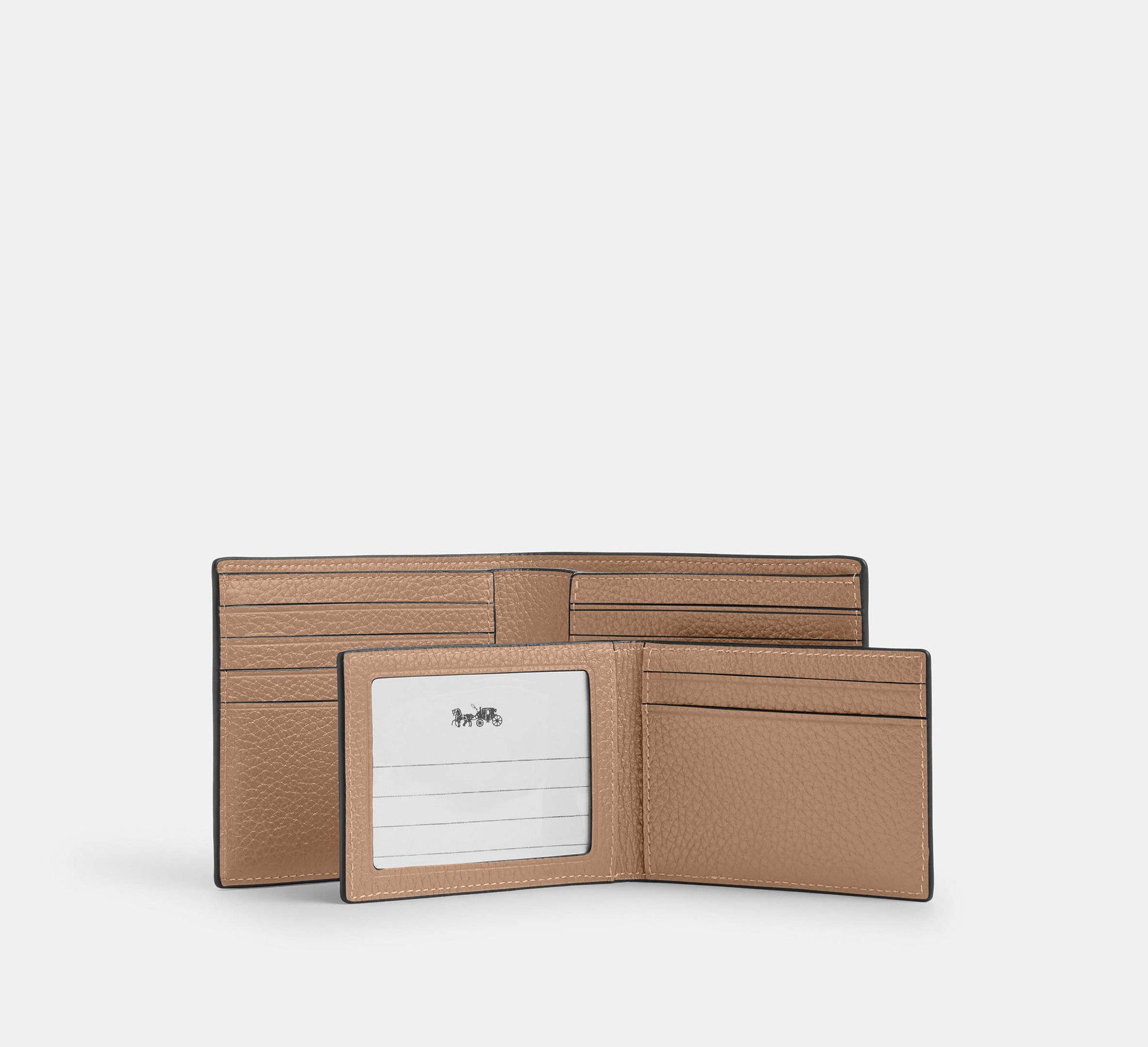 Coach 3 In 1 Wallet Pebbled Leather Taupe in beige - Front View | Authentic Coach Luxury Accessories