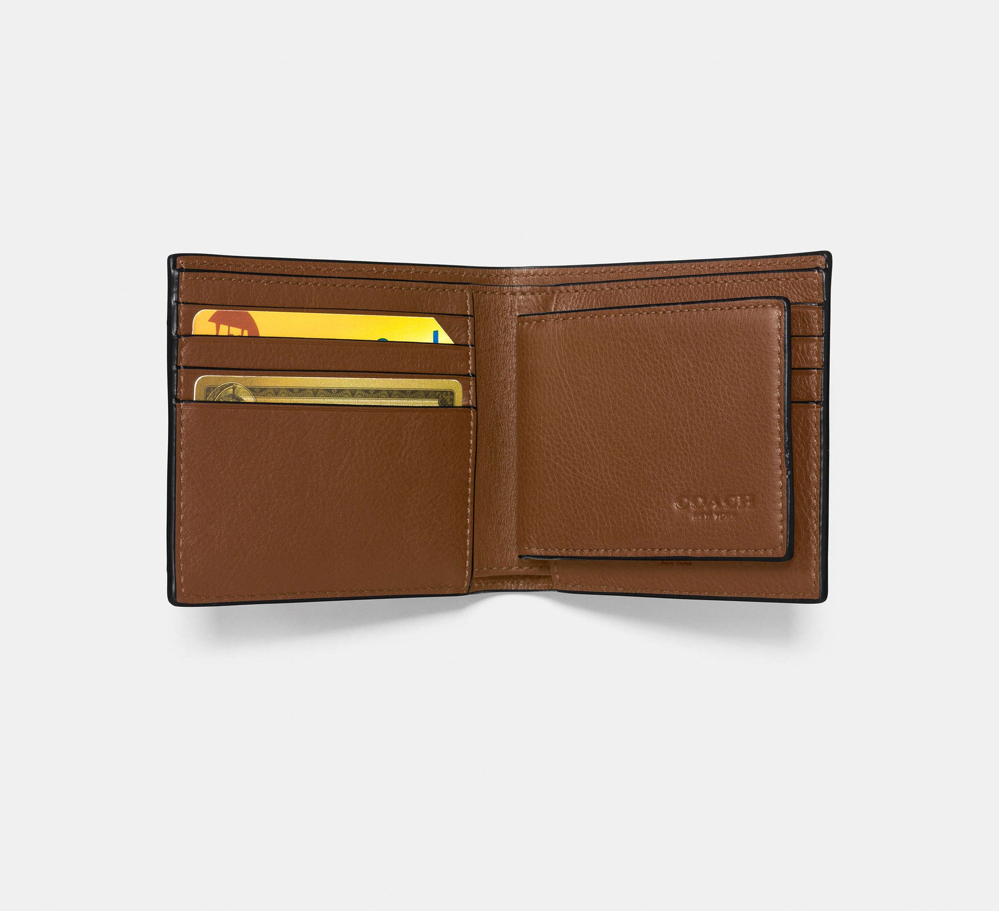 Coach 3-In-1 Pebbled Leather Wallet in Dark Saddle - Back View