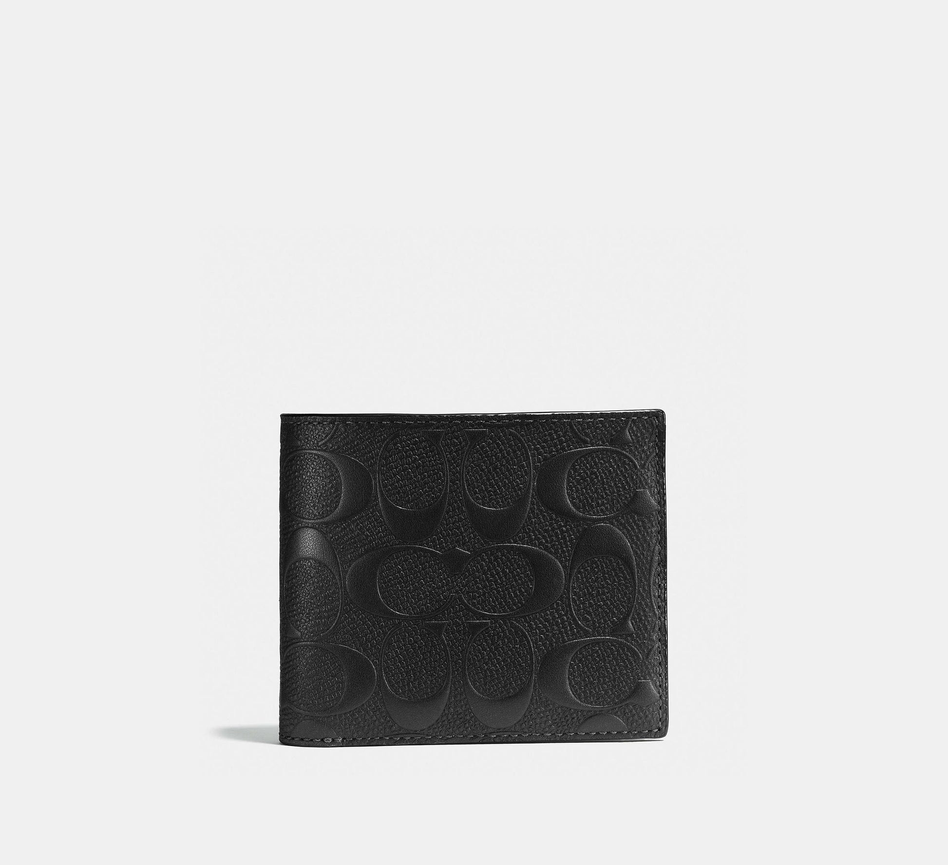 Coach 3-In-1 Wallet in Signature Leather in Smooth Black - Front View