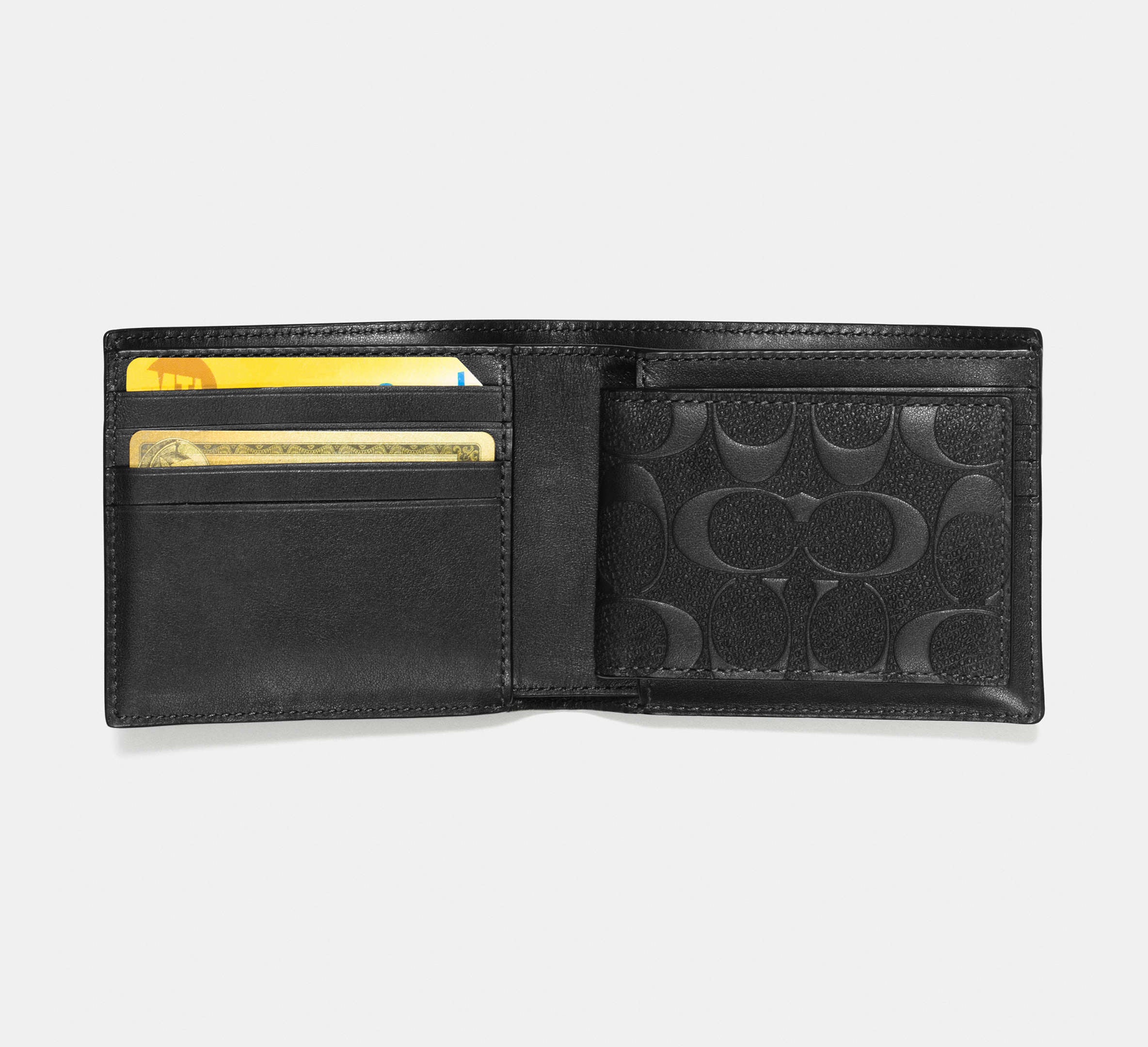 Coach 3-In-1 Wallet in Signature Leather in Smooth Black - Back View