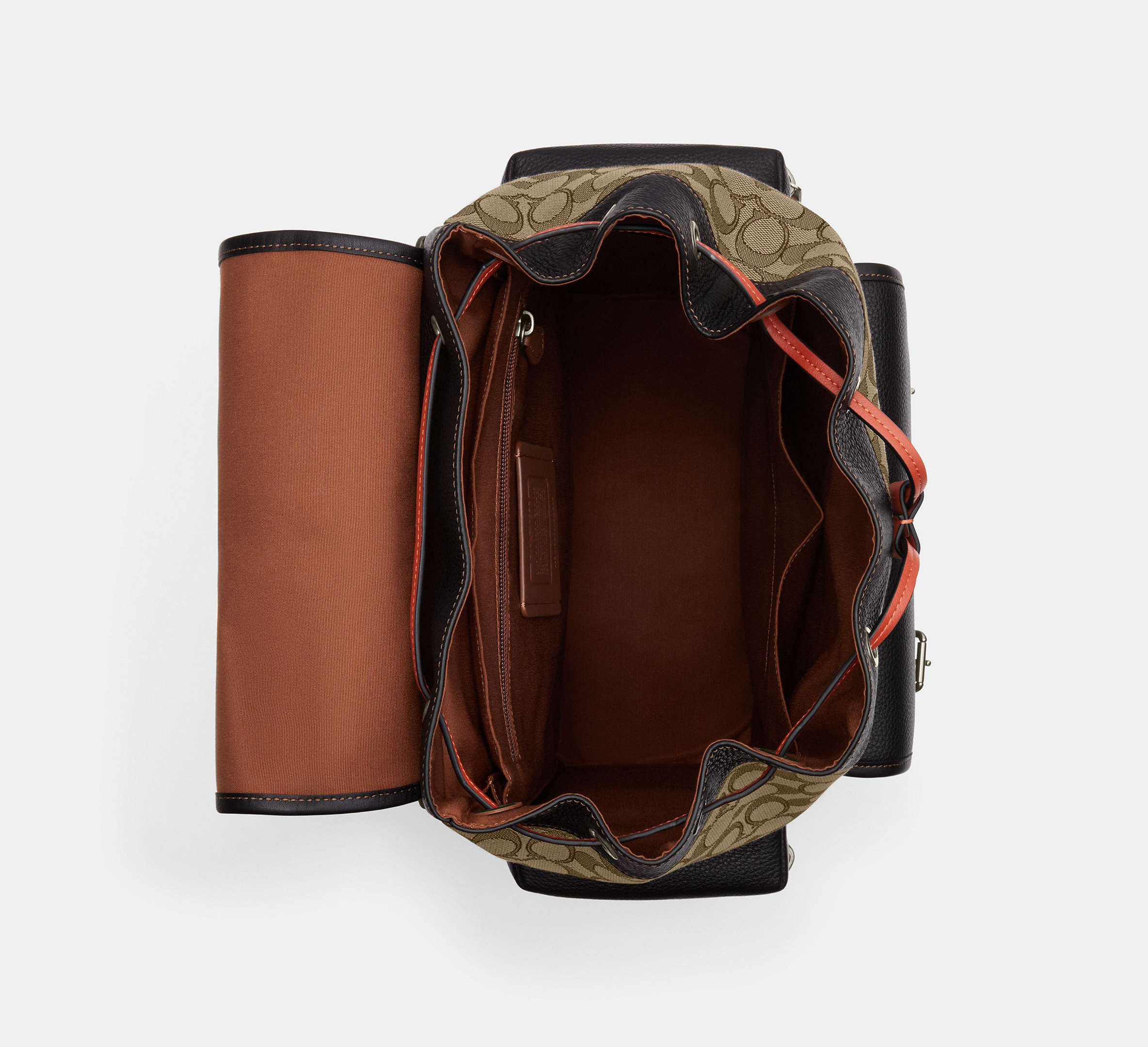 Coach Sprint Backpack In Signature Jacquard Khaki/Black - Front View | Authentic Coach Luxury Accessories