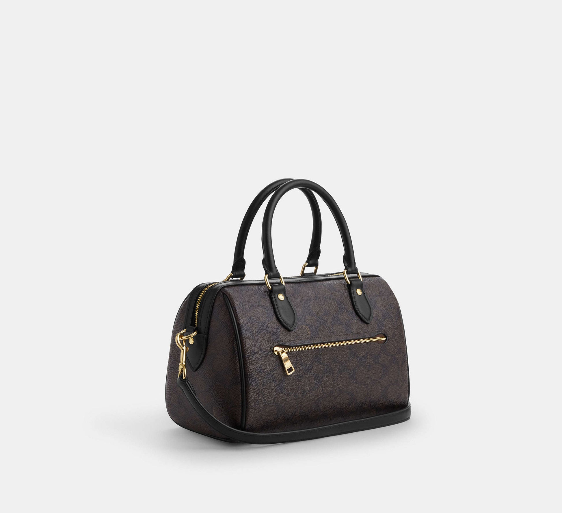 Coach Rowan Satchel Bag in Signature Canvas in Gold/Walnut/Black - Interior View