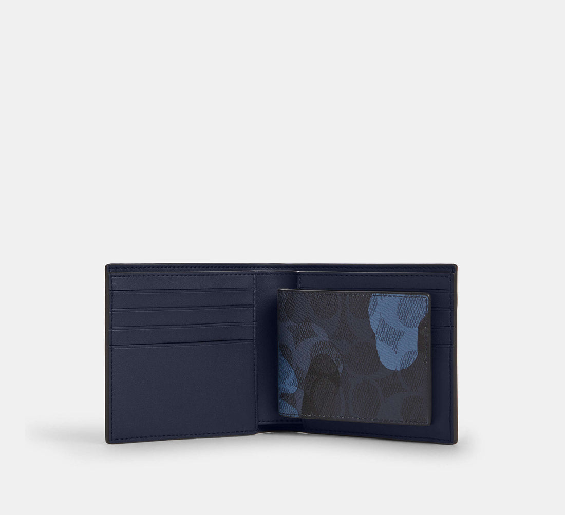 Coach 3-In-1 Wallet in Signature Camo Print in Blue Multi - Back View