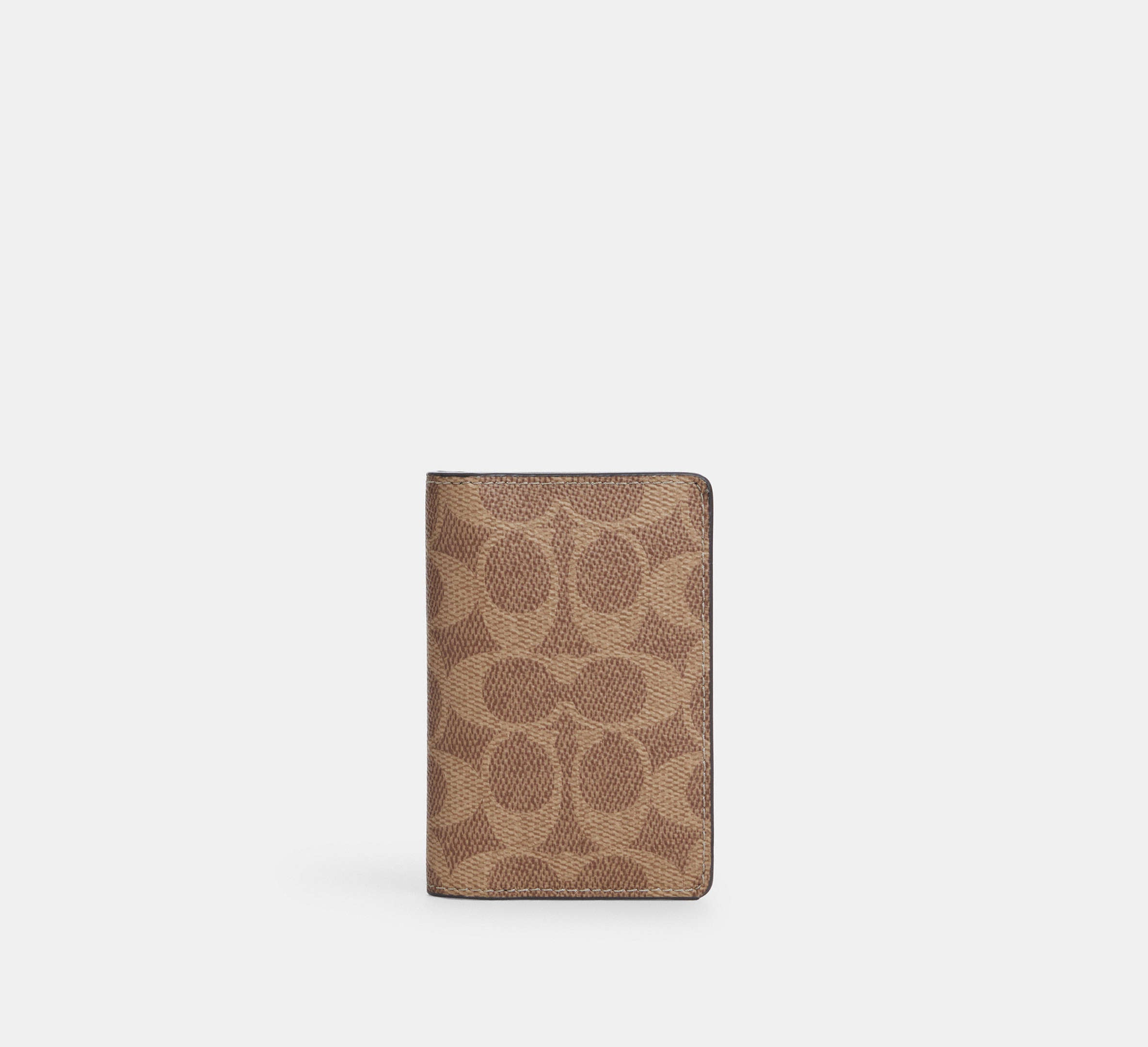 Coach ID Wallet in Signature Canvas in Tan & Black - Front View