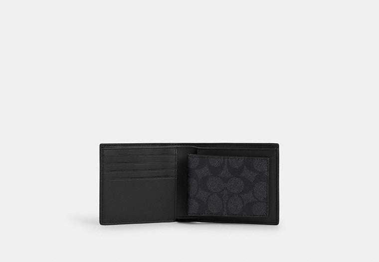 Coach 3 In 1 Wallet In Signature Canvas Charcoal/Black - Front View | Authentic Coach Luxury Accessories