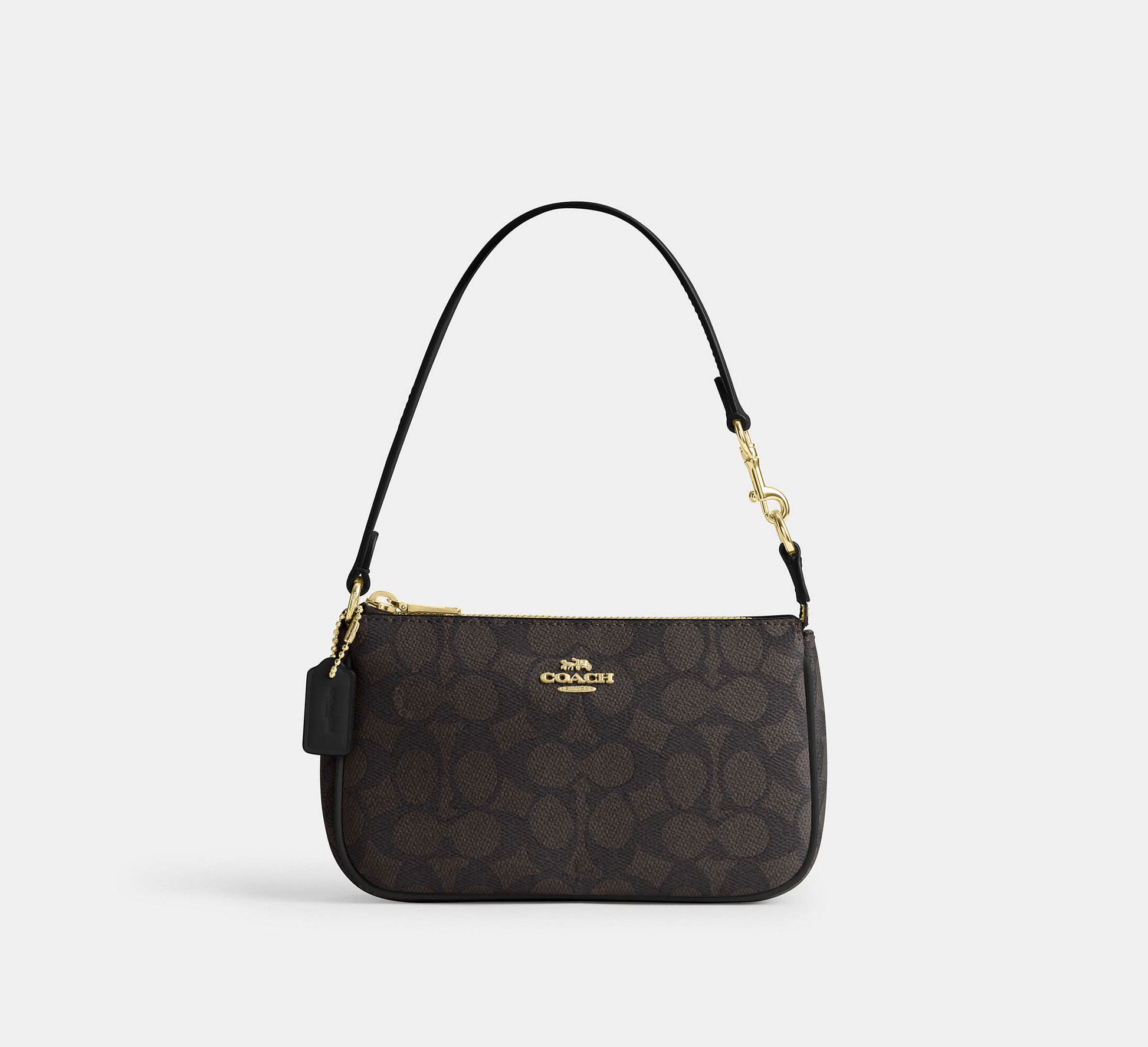 Coach Nolita 19 in Signature Canvas in Gold/Walnut/Black - Front View
