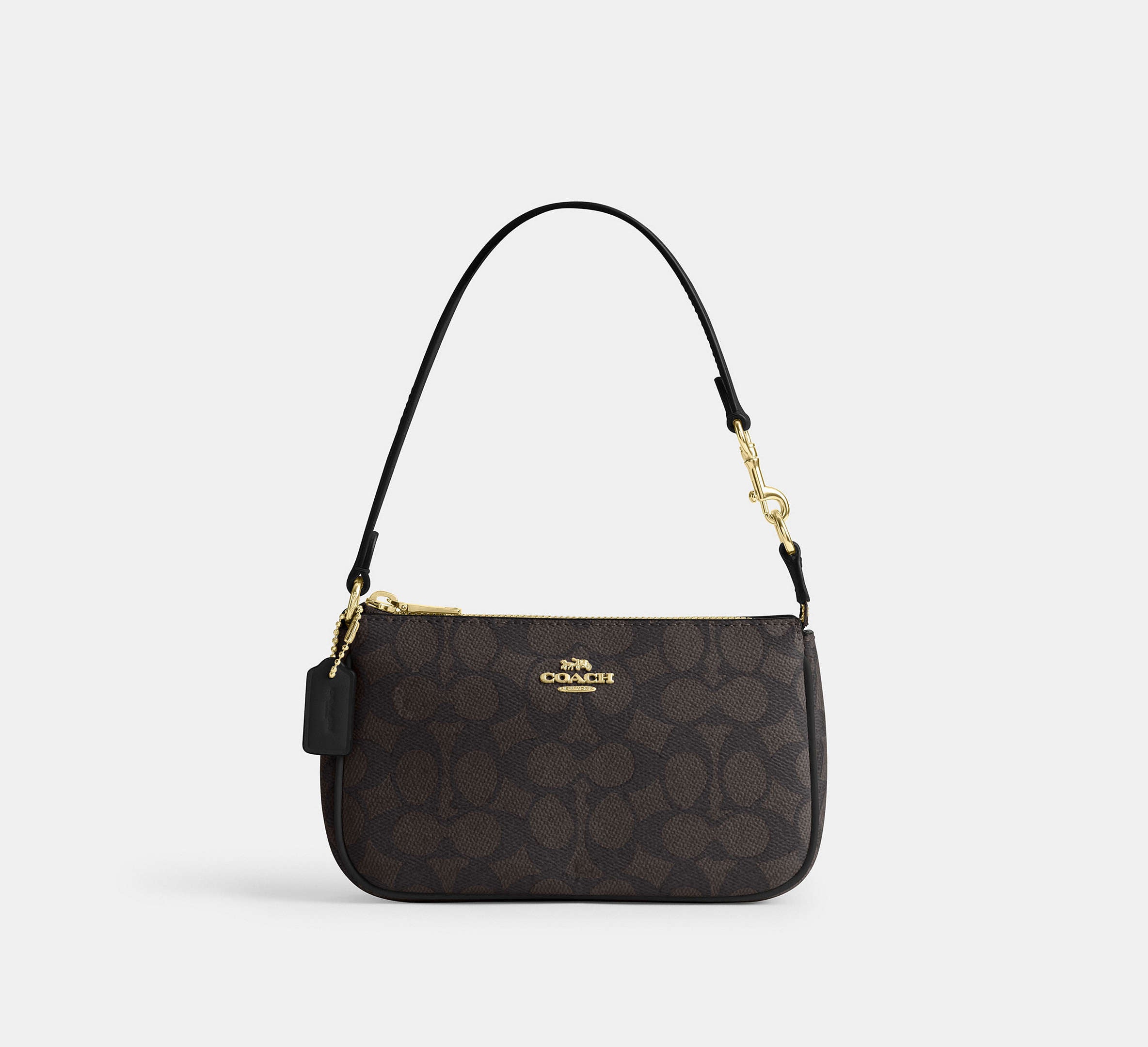 Coach Nolita 19 in Signature Canvas in Gold/Walnut/Black - Front View