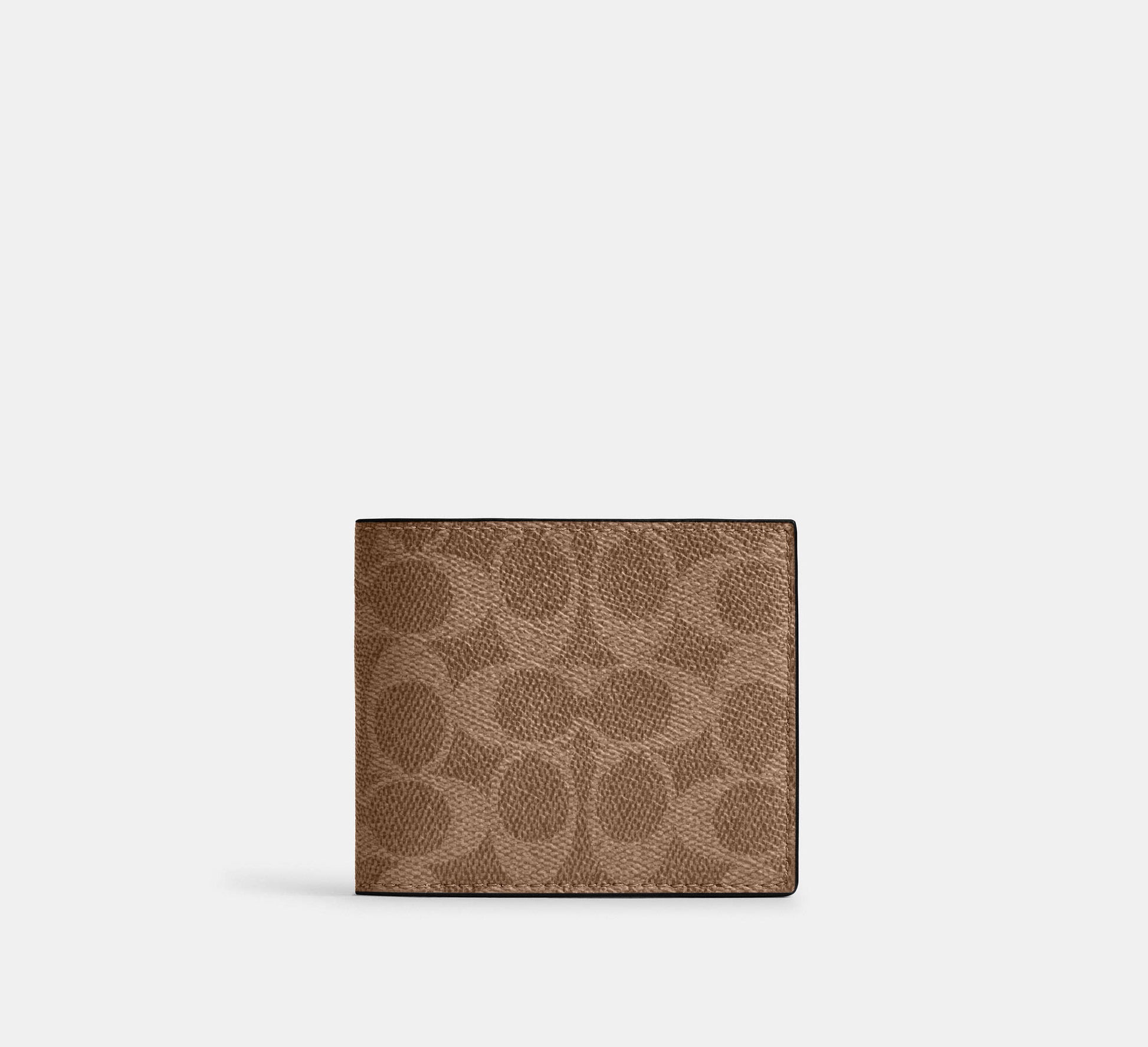 Coach ID Billfold Wallet in Signature Canvas in Gunmetal/Tan/Black - Front View
