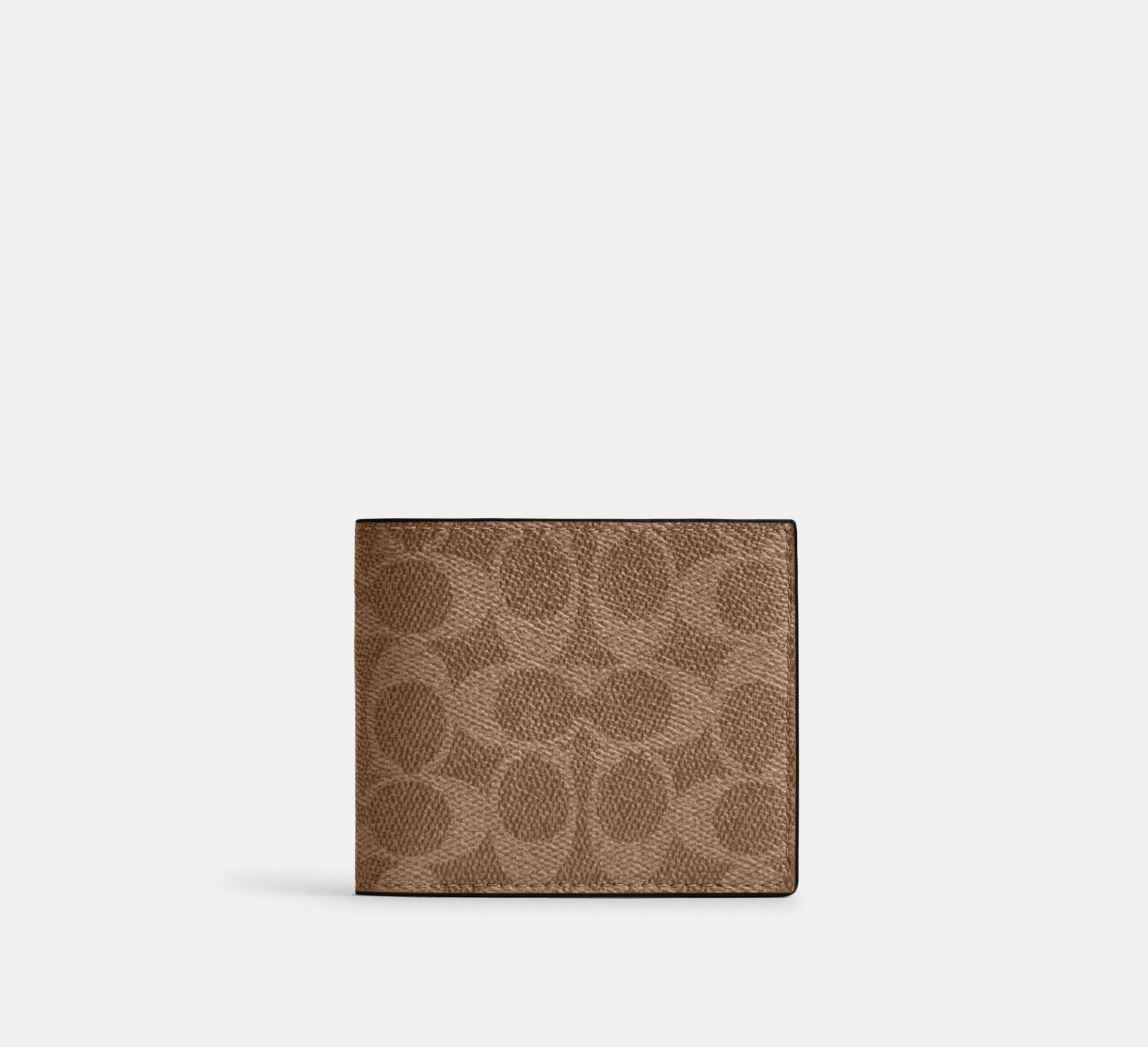 Coach ID Billfold Wallet in Signature Canvas in Gunmetal/Tan/Black - Front View