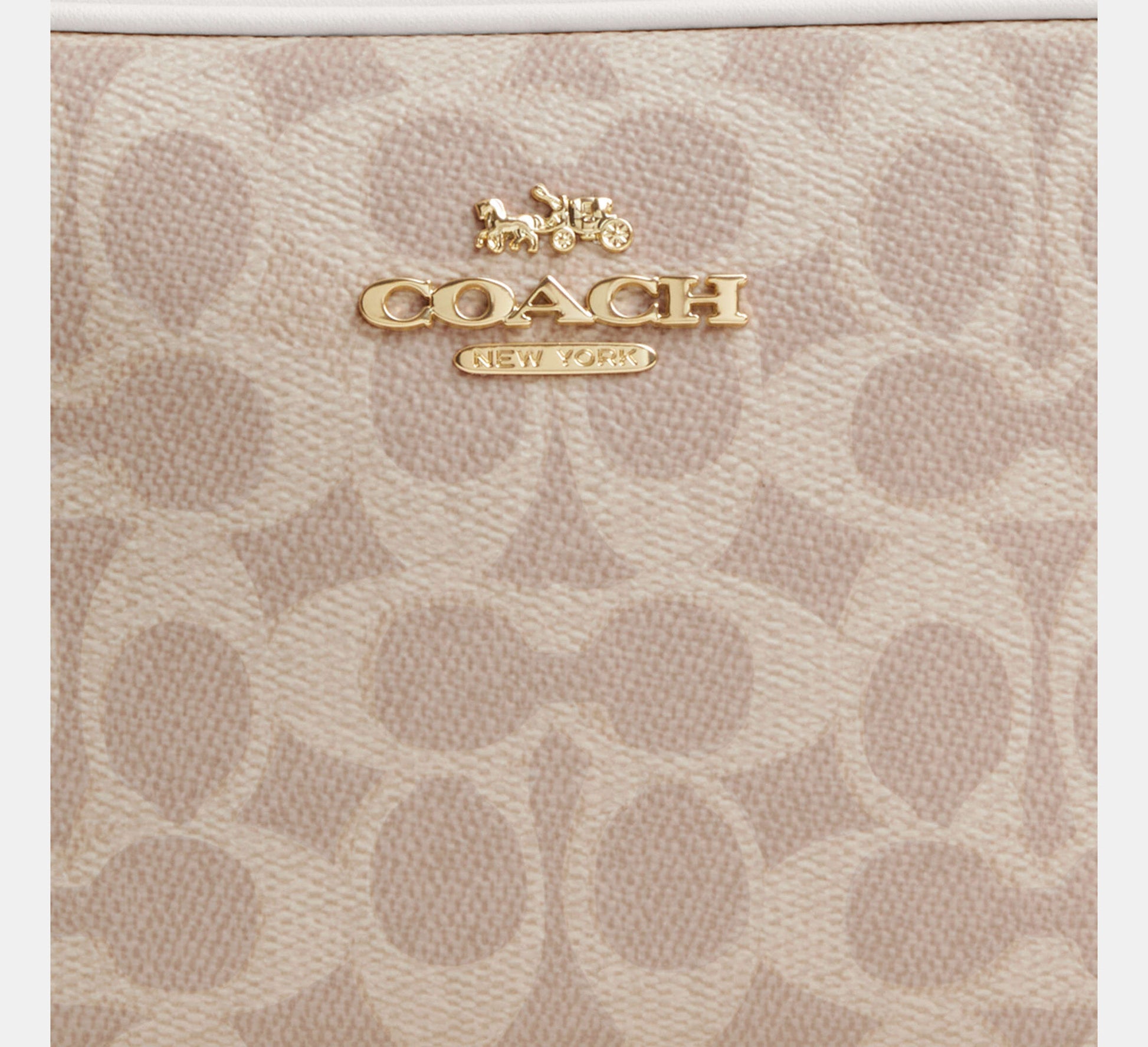 Coach Mini Jamie Camera Bag in Signature Canvas in Gold/Sand/Chalk - Interior Close-up
