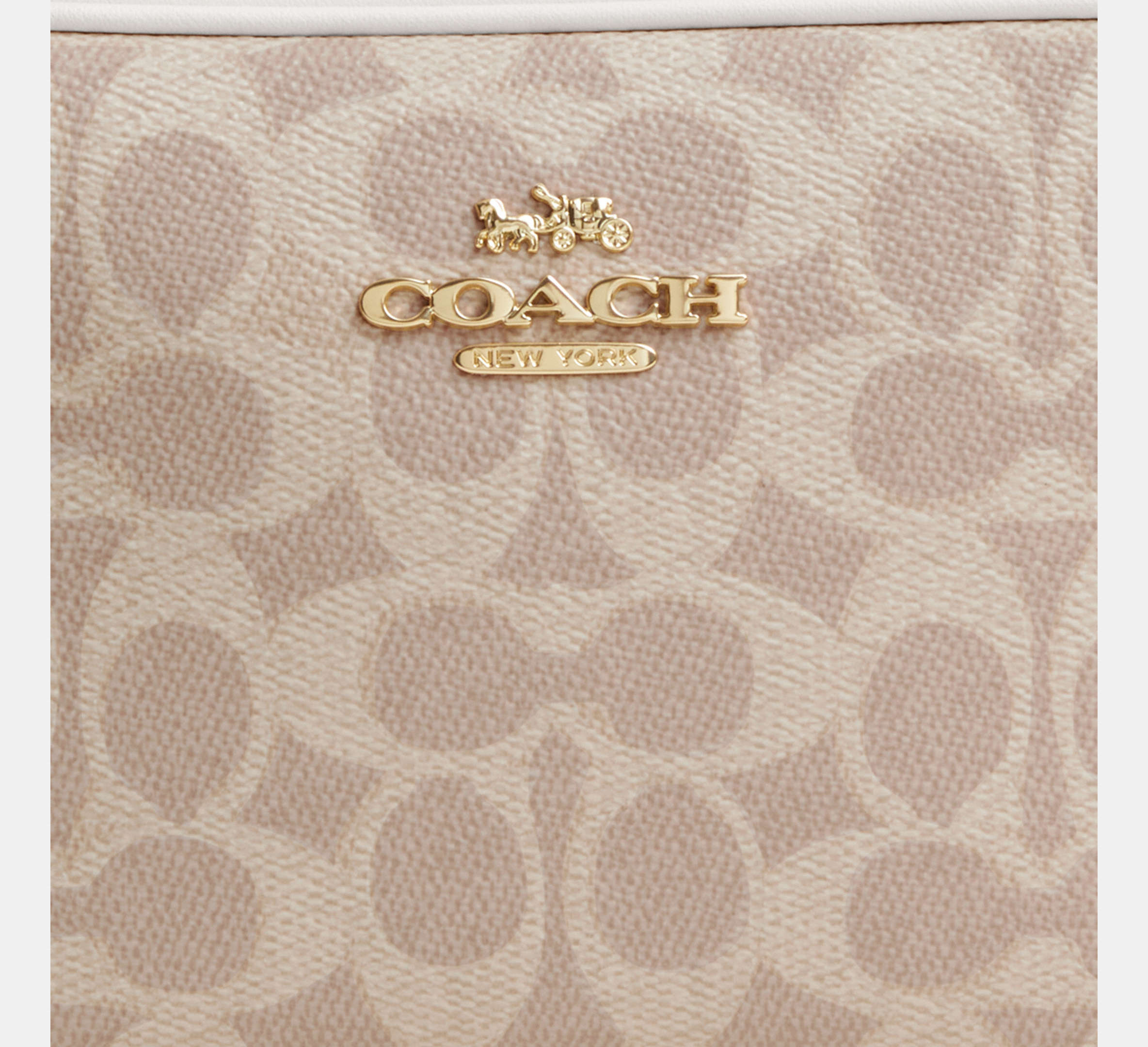 Coach Mini Jamie Camera Bag in Signature Canvas in Gold/Sand/Chalk - Interior Close-up