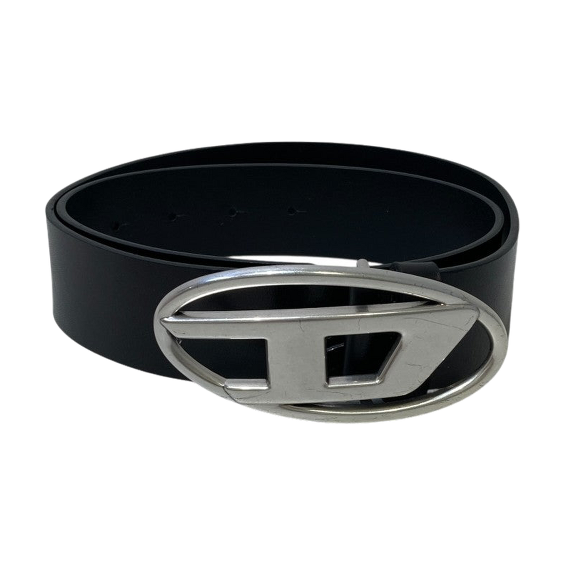Diesel Oval D Leather Belt Black - Pre-owned