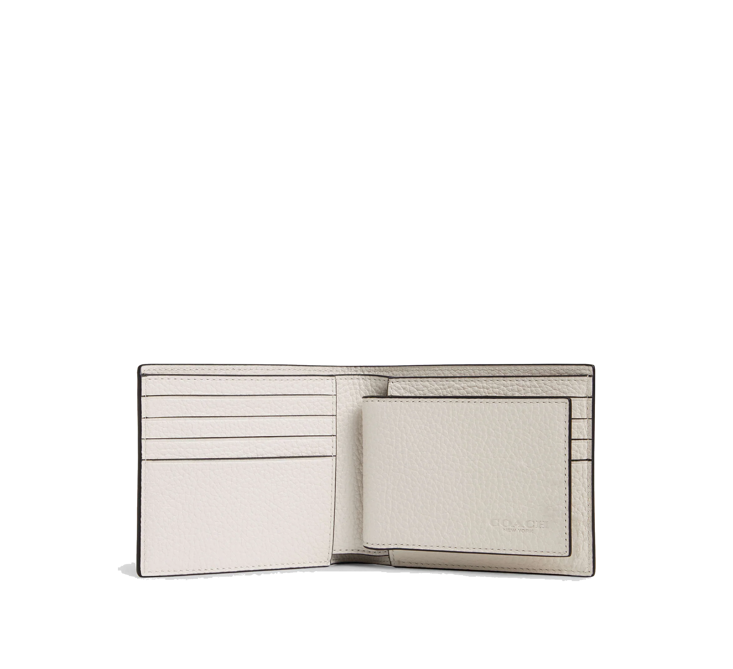 3-IN-1 WALLET PEBBLED LEATHER/GUNMETAL/CHALK