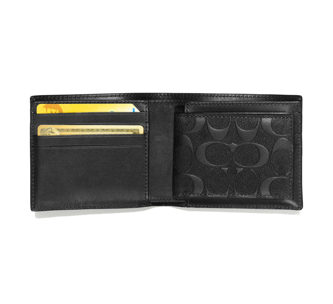 3-IN-1 WALLET IN SIGNATURE LEATHER SMOOTH LEATHER/BLACK