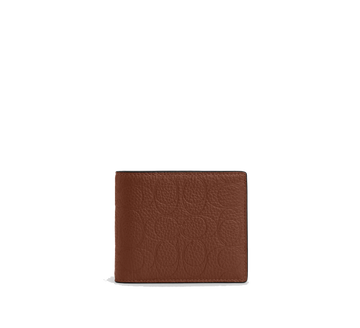 3-IN-1 WALLET IN SIGNATURE LEATHER PEBBLED LEATHER/VINTAGE BROWN