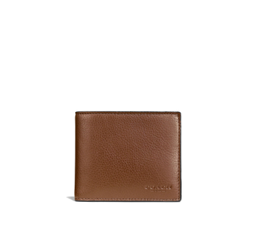 3-IN-1 WALLET PEBBLED LEATHER/DARK SADDLE