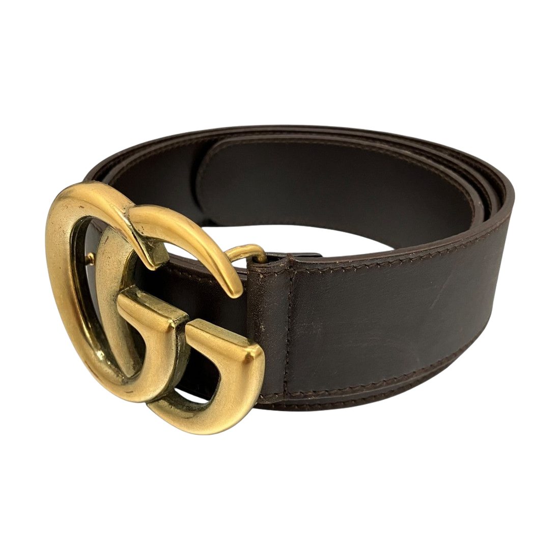 Gucci GG Marmont Buckle Belt Brown - Pre-owned