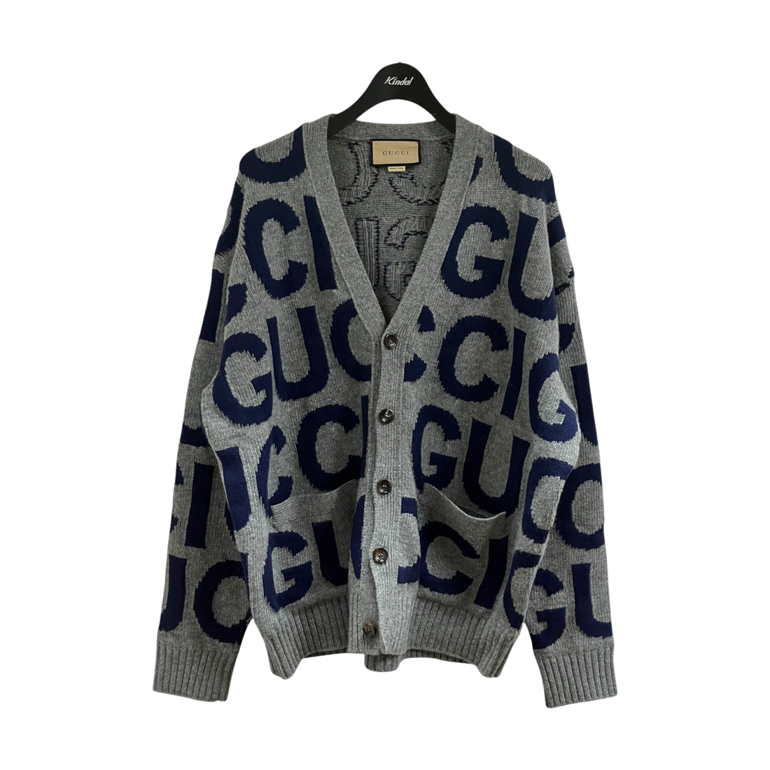 Gucci Logo Pattern Wool Cardigan Grey Blue (SS24)