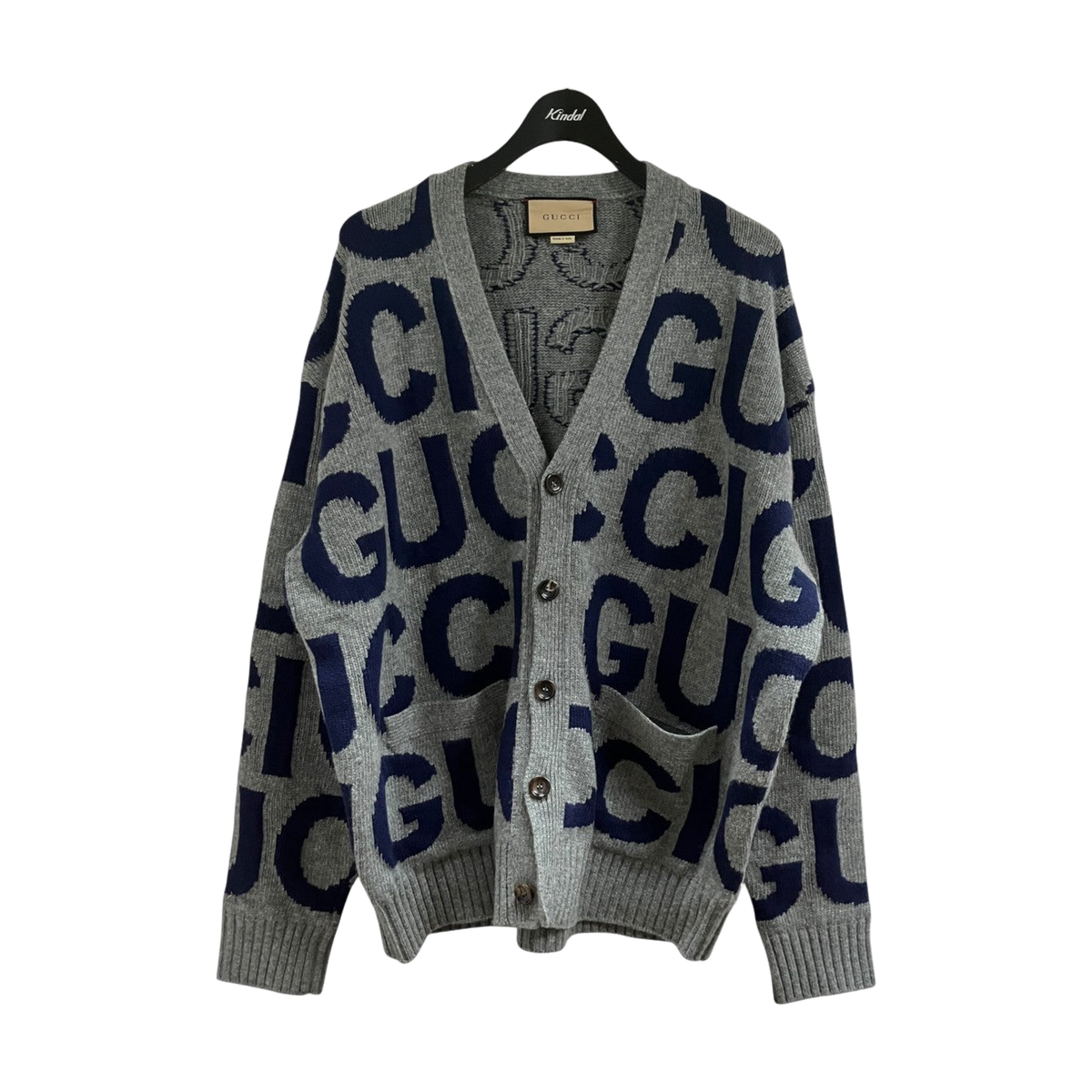 Gucci Logo Pattern Wool Cardigan Grey Blue (SS24)