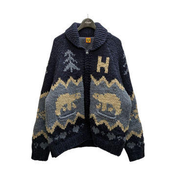 Human Made Polar Bear Cowichan Knit Cardigan Navy