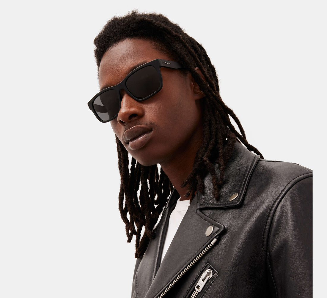 Coach Square Frame Sunglasses in Matte Black - Front View