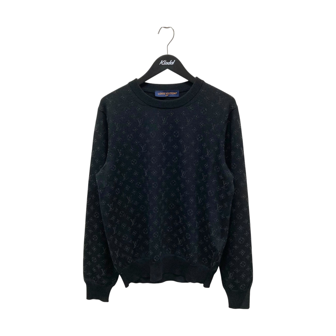 Louis Vuitton Monogram Embellished Wool Evening Crewneck Black