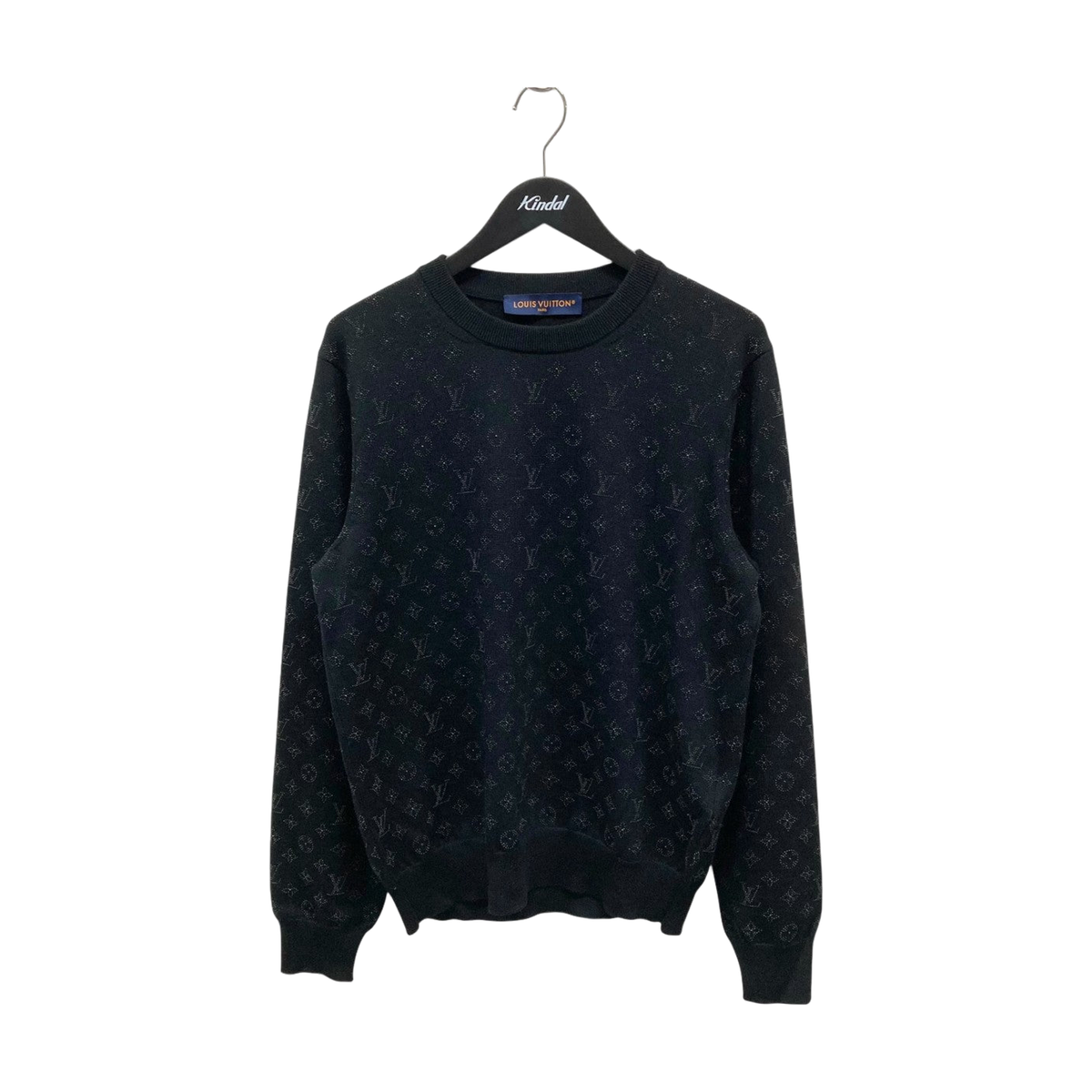 Louis Vuitton Monogram Embellished Wool Evening Crewneck Black