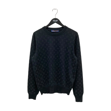 Louis Vuitton Monogram Embellished Wool Evening Crewneck Black