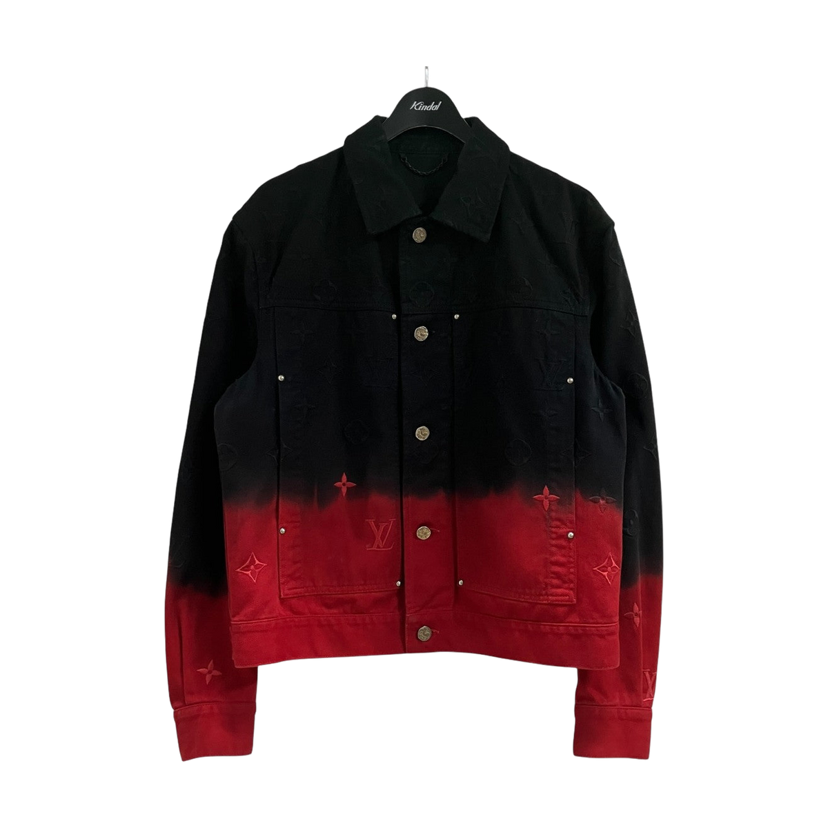Louis Vuitton Monogram Faded Denim Jacket Black Red