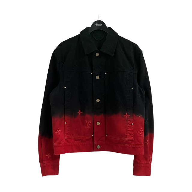 Louis Vuitton Monogram Faded Denim Jacket Black Red