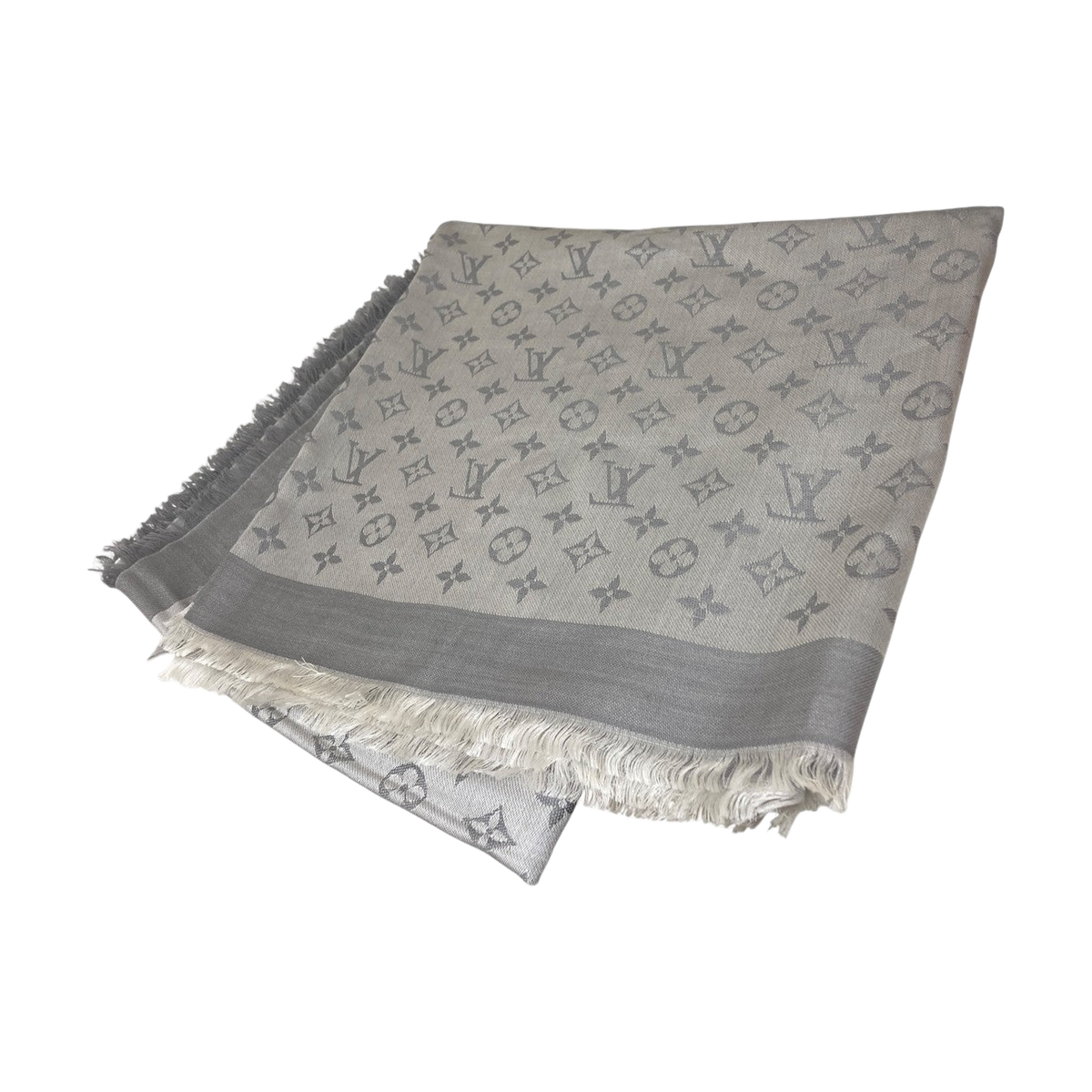 Louis Vuitton Shawl Monogram Denim Griperle Stole Silver - Pre-owned