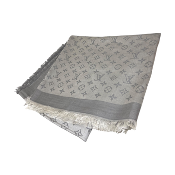 Louis Vuitton Shawl Monogram Denim Griperle Stole Silver - Pre-owned