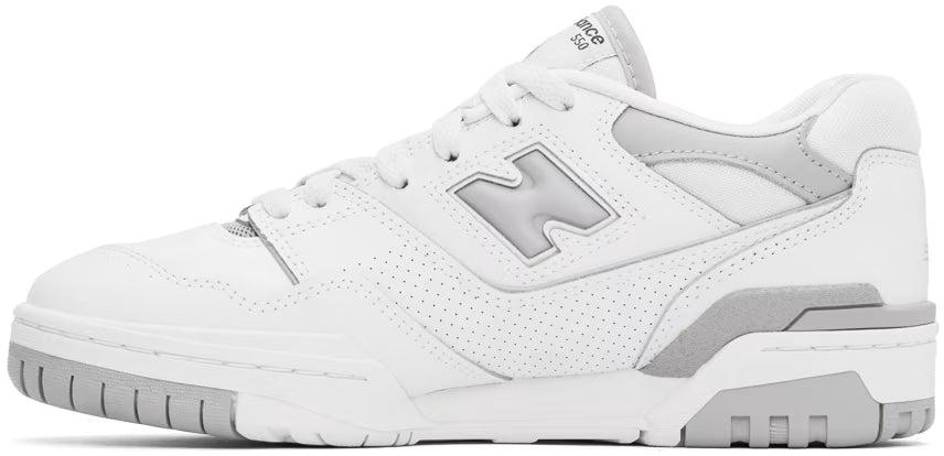 White sneaker with gray accents on a white background