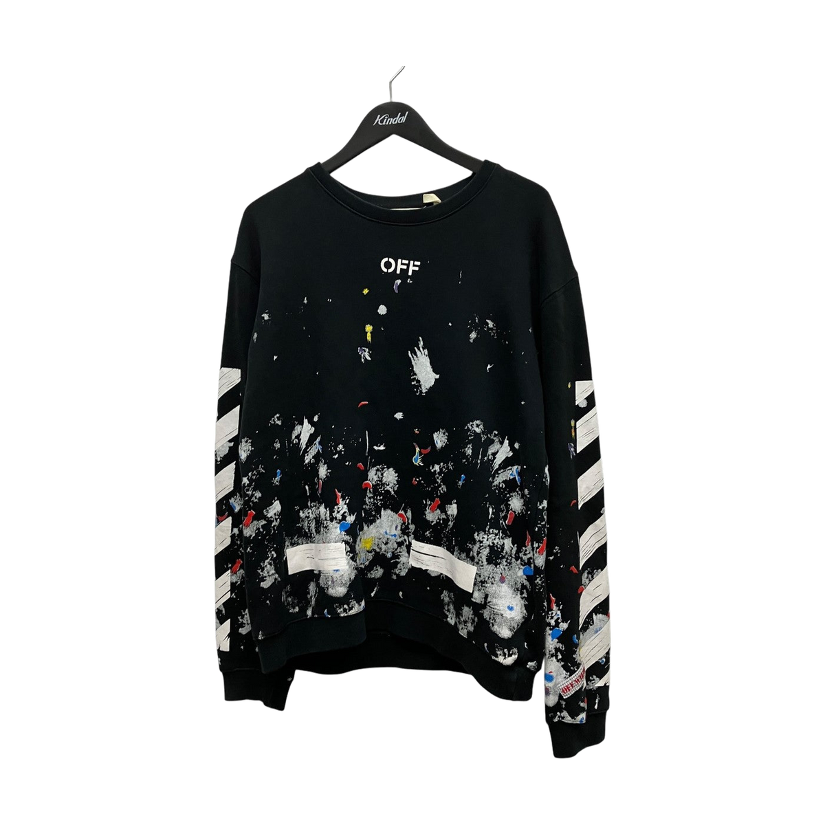 Off-White Logo Paint Sweatshirts Black - Pre-owned