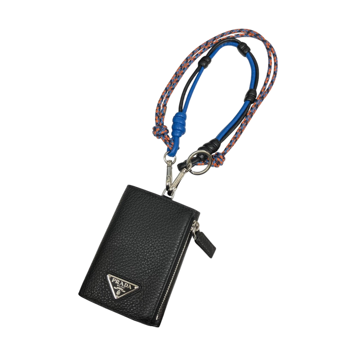 Prada Fragment Case With String Card Case Black - Pre-owned