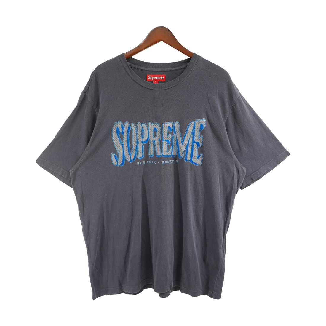 Supreme Flocked Washed S/S Top Navy (SS25) - Pre-owned