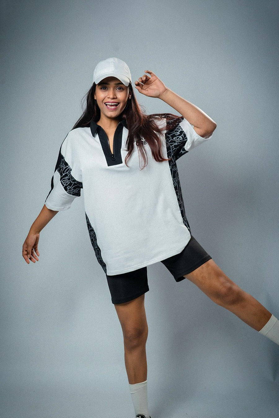 White & Black Oversized Polo