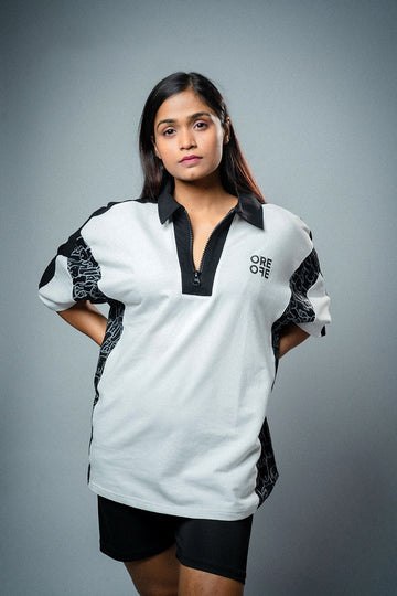 White & Black Oversized Polo