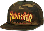 Thrasher Flame Embroidered Camo Snapback