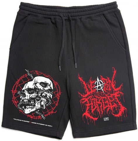 Live And Suffer Fleece Shorts Black